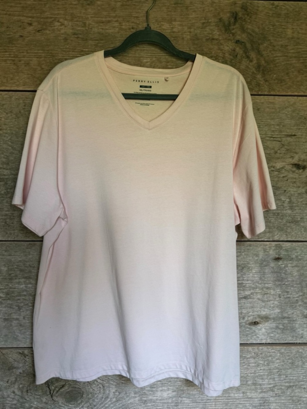 Perry Ellis Men’s Pima Cotton V-Neck Tee XXL‎ Soft Stretch Blush Pink AS IS